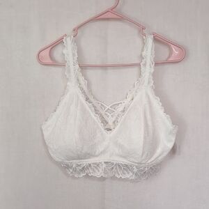 Maurices Bone White Lace Trim Bralette Lightly Padded Size Large New with Tags